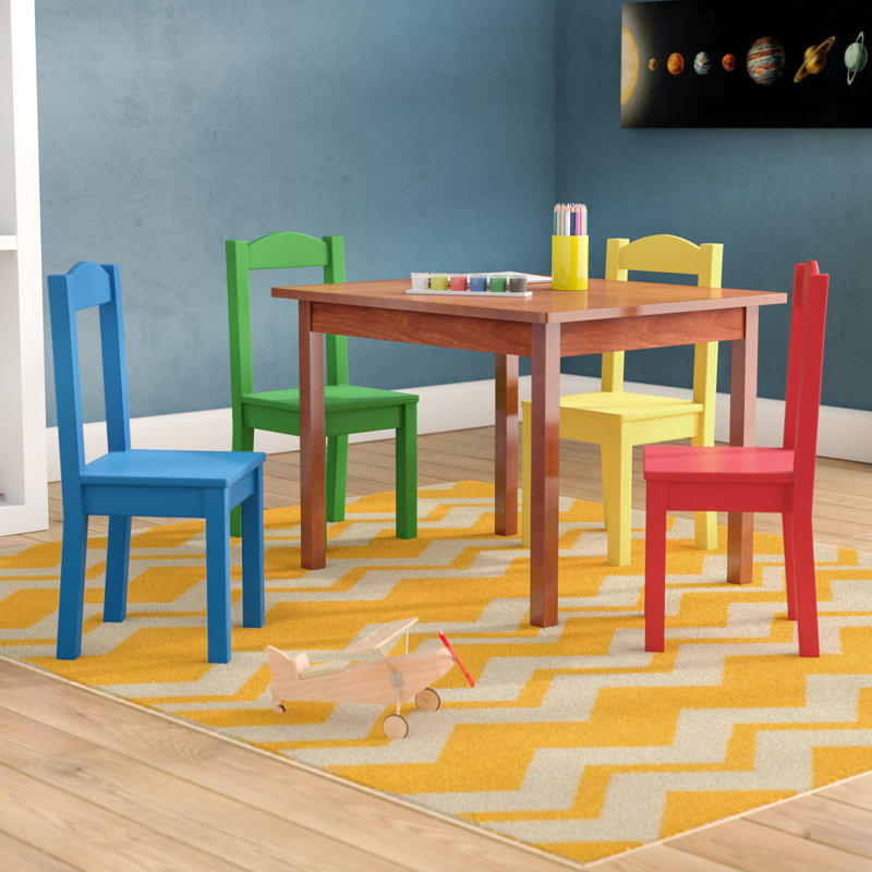 Zoomie Kids Etherton Kids 5 Piece Rectangular Table and Chair Set